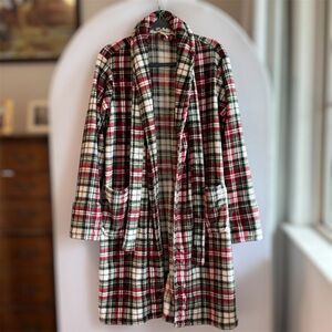 Pottery Barn Fleece Holiday Tartan Robe Size S